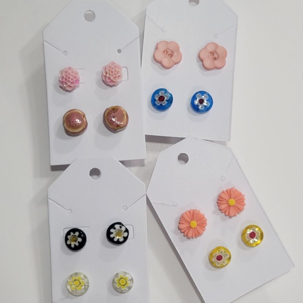 New handmade bundle of colorful/ floral earrings